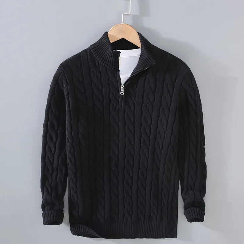 Half Collar Knit Zip Up