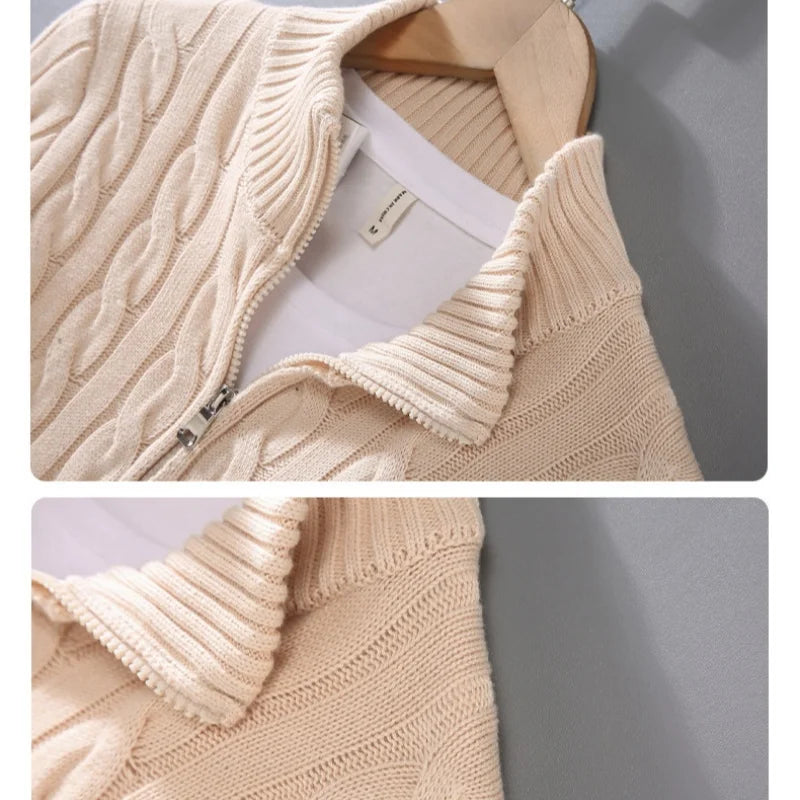Half Collar Knit Zip Up