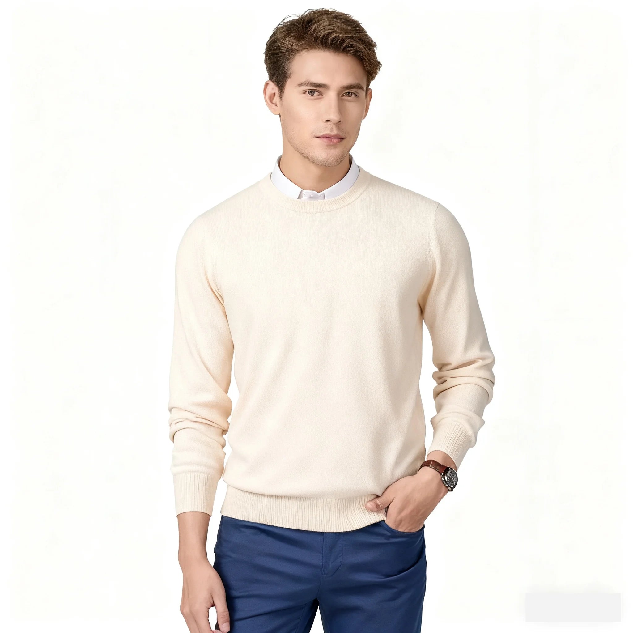Cashmere Sweater O-neck Pullovers Men