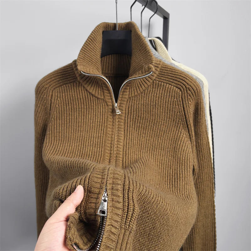 Men's Knitted Zip-Up Sweater