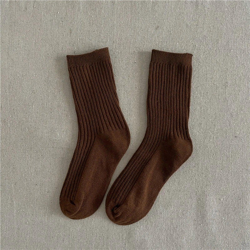 Solid Color Children's Casual Socks Ribbed Boys Girls