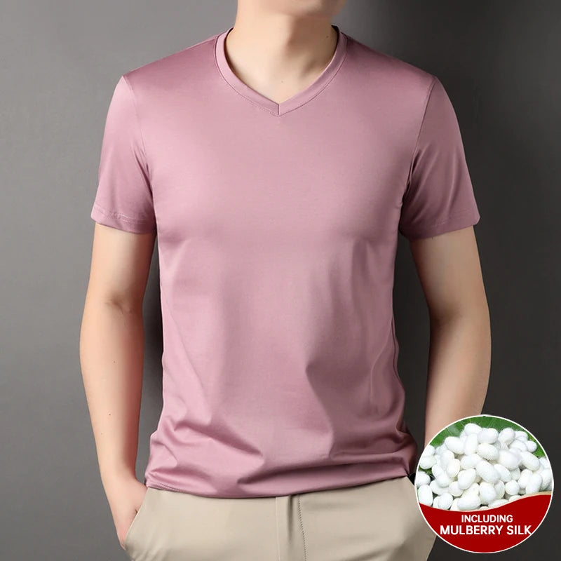 Silk New Summer V Neck t Shirts