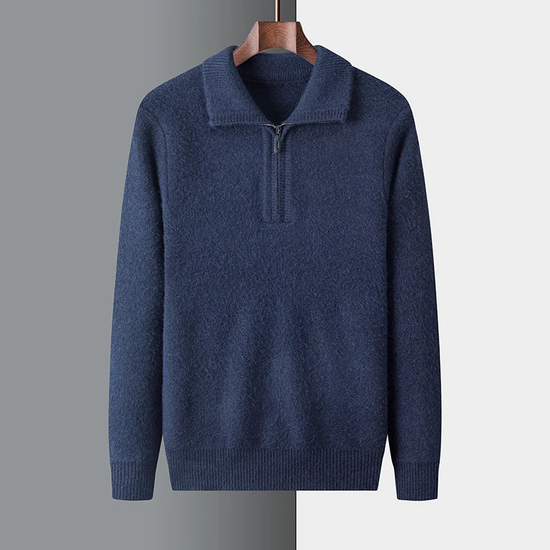 Knitted Wool Zip-Up Sweater