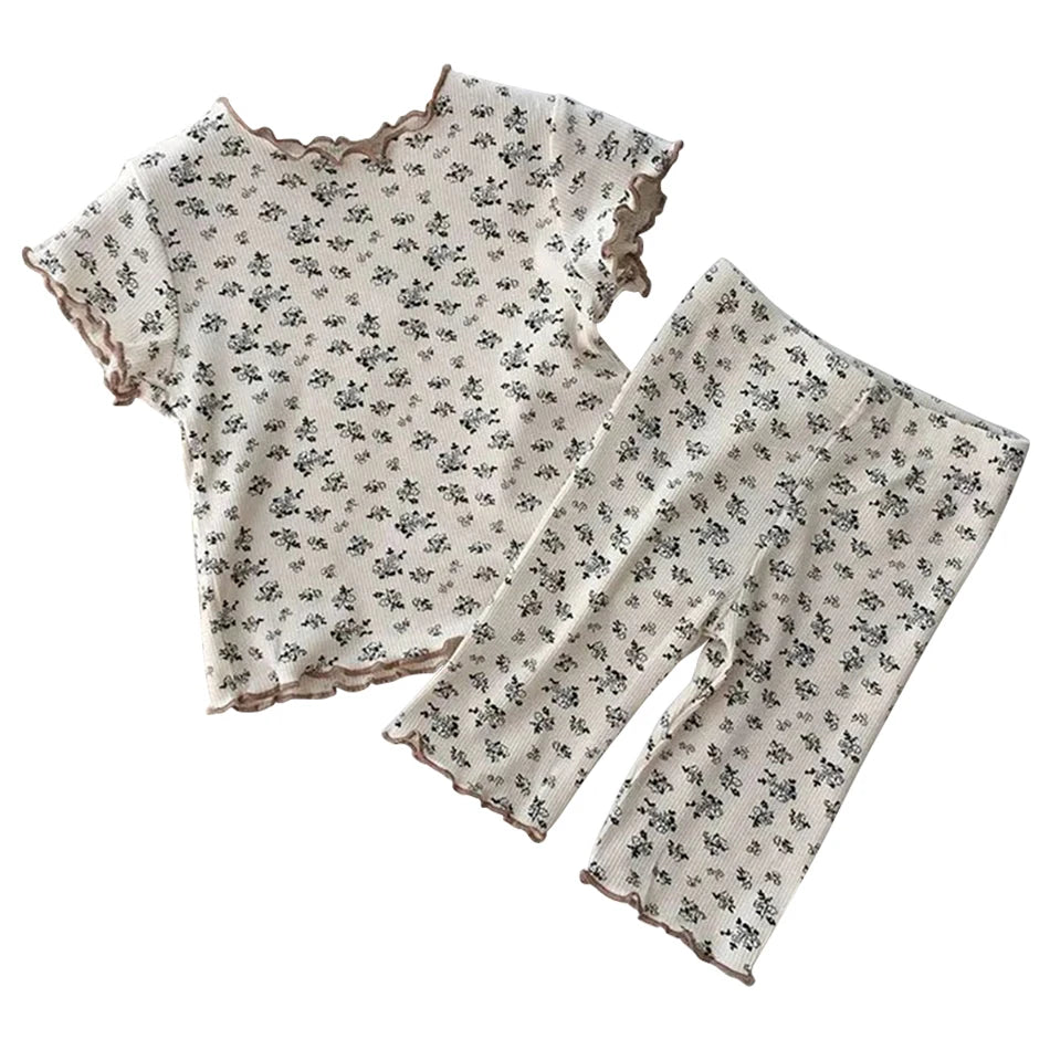 2 Pcs Summer Women Korean Floral Pajama