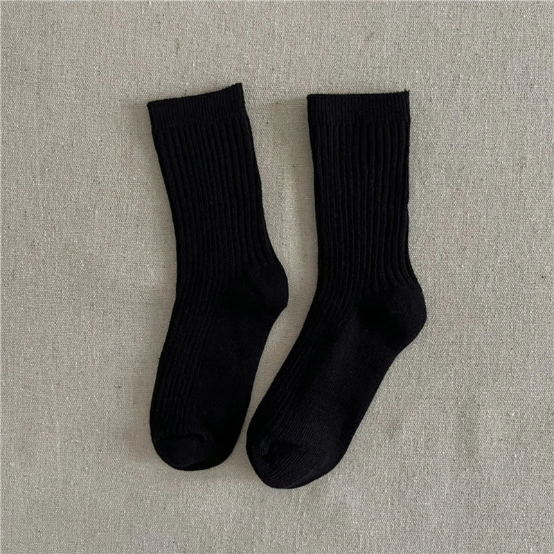 Solid Color Children's Casual Socks Ribbed Boys Girls