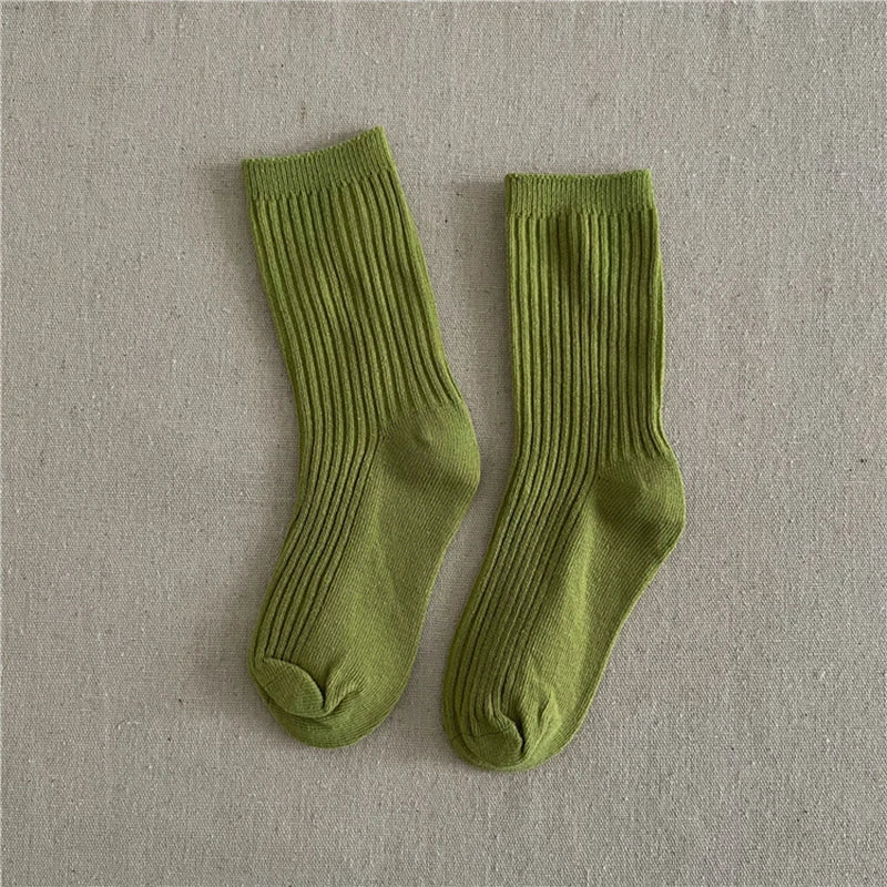 Solid Color Children's Casual Socks Ribbed Boys Girls