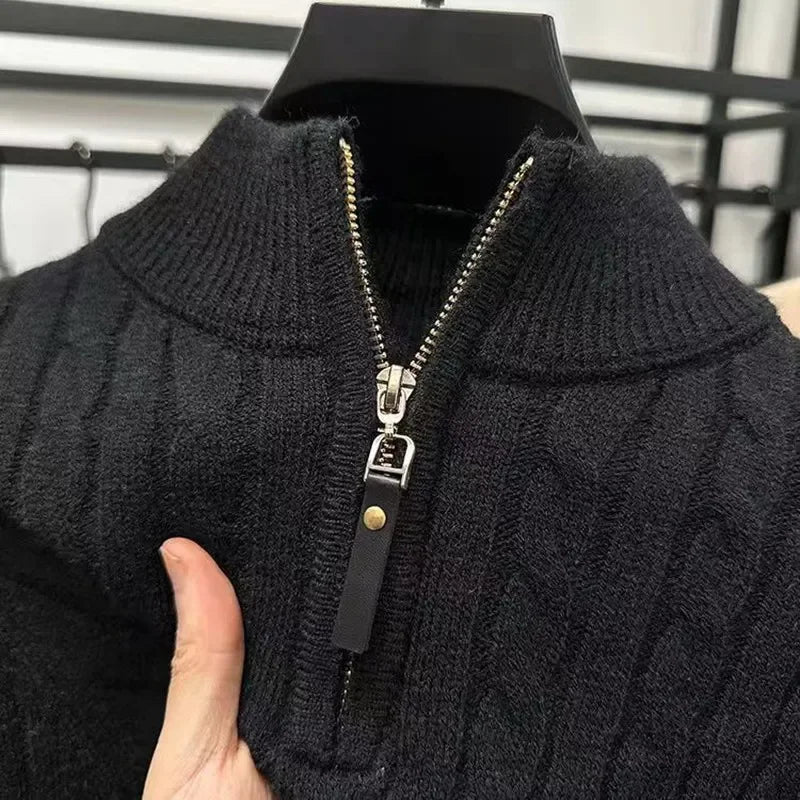 Knitted Cashmere Blend Zip-Up Sweater