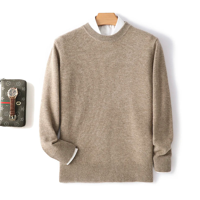 Men's Pure Wool Cashmere Blend Crewneck Sweater