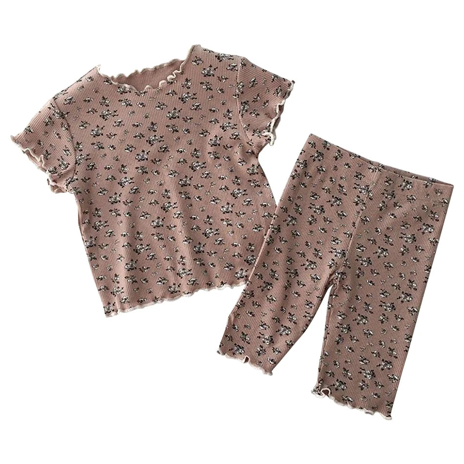 2 Pcs Summer Women Korean Floral Pajama