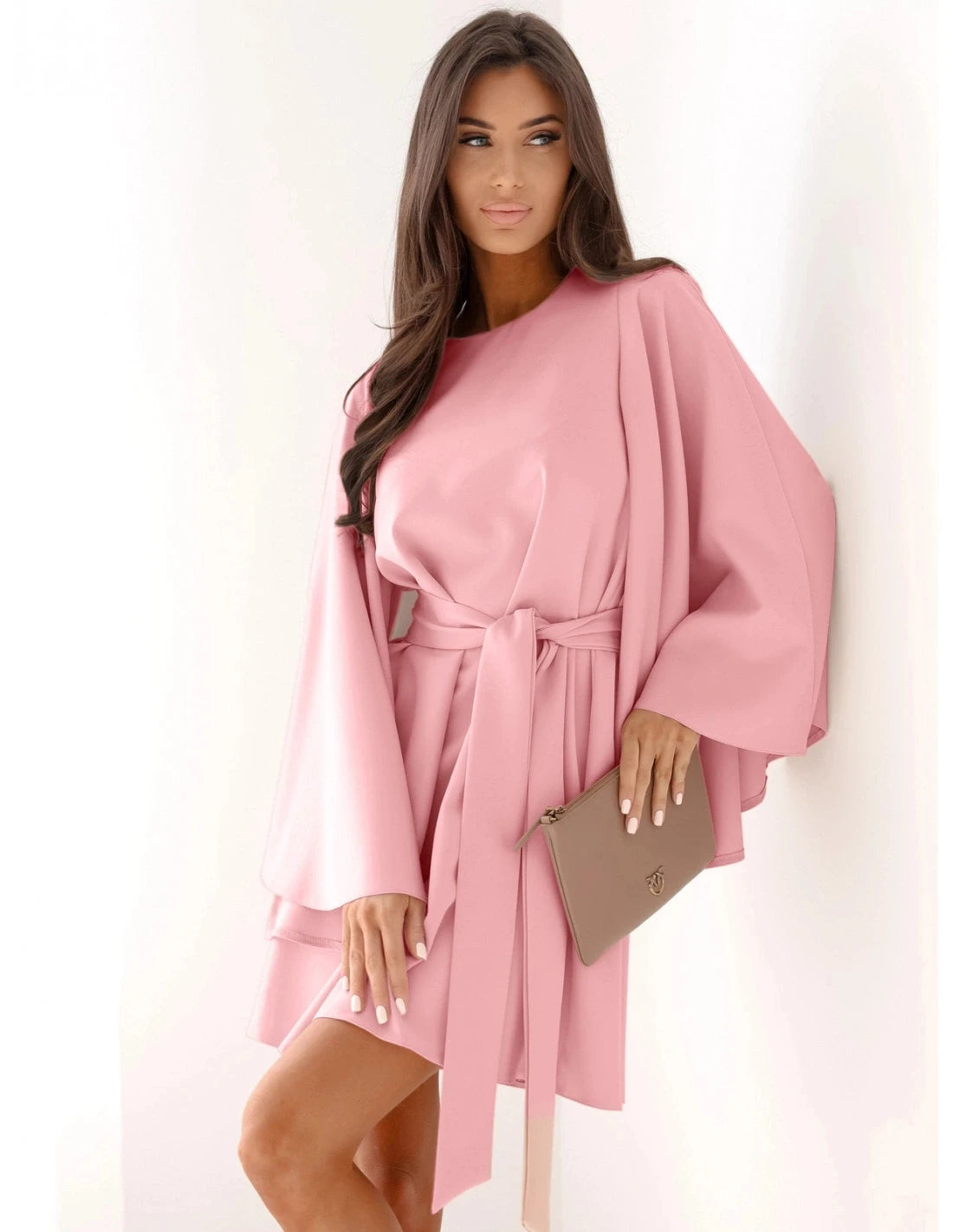 Elegant Wide Sleeve Bowed Dress