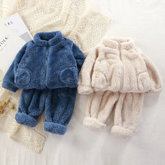 Flannel Zipper Two-Piece Set
