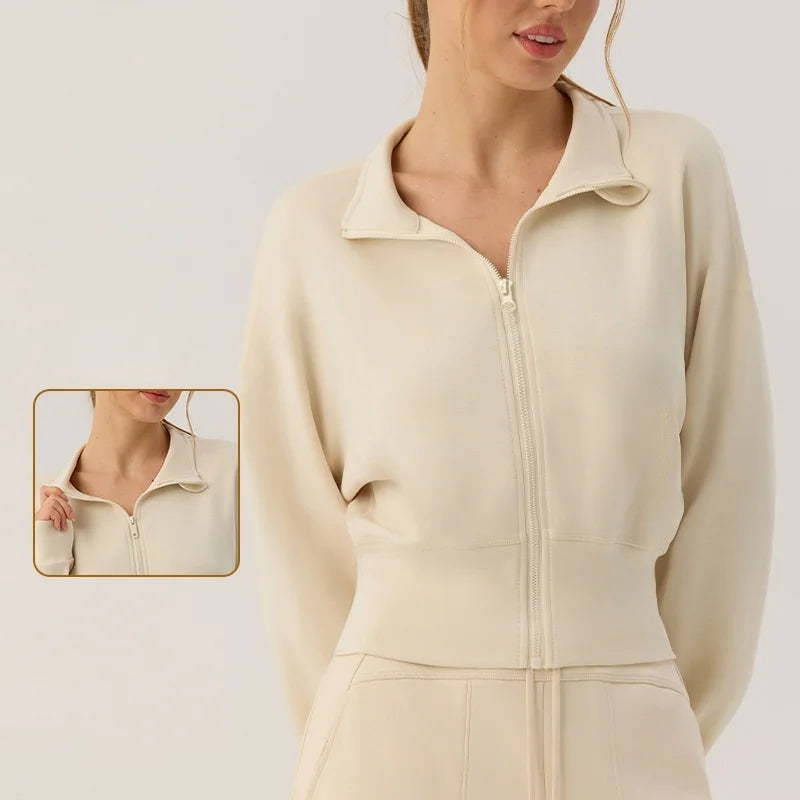 Stand Collar Zip-Up Cardigan Jacket