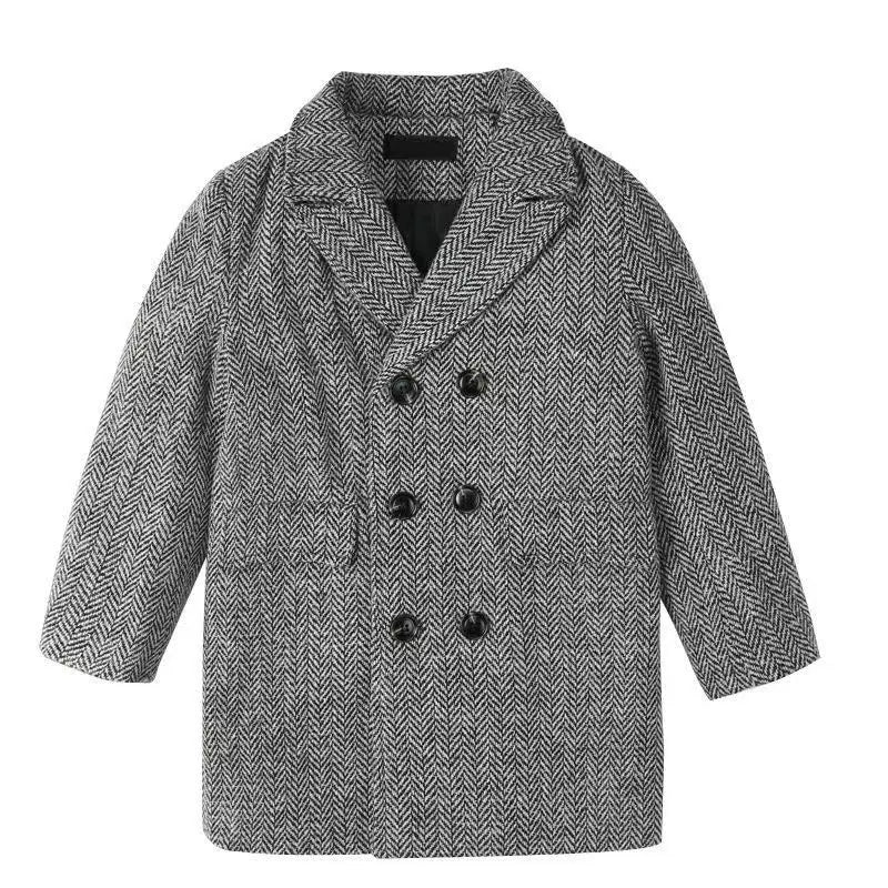 Boys Quilted Thickened Wool Coat