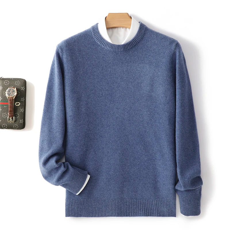 Men's Pure Wool Cashmere Blend Crewneck Sweater