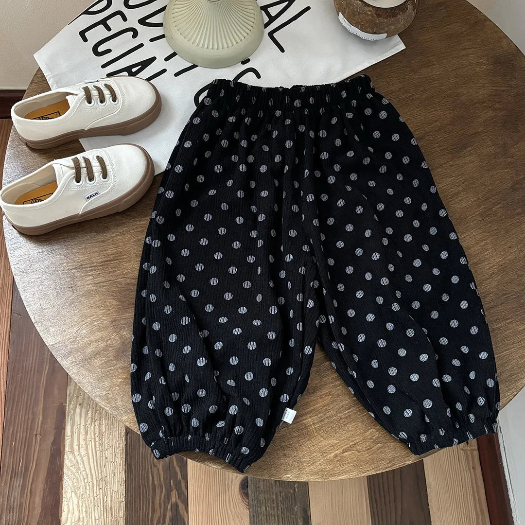 Baby Girls Pants Kids Full Printed Pant Corduroy Trousers Autumn Children's Clothing Korean Style