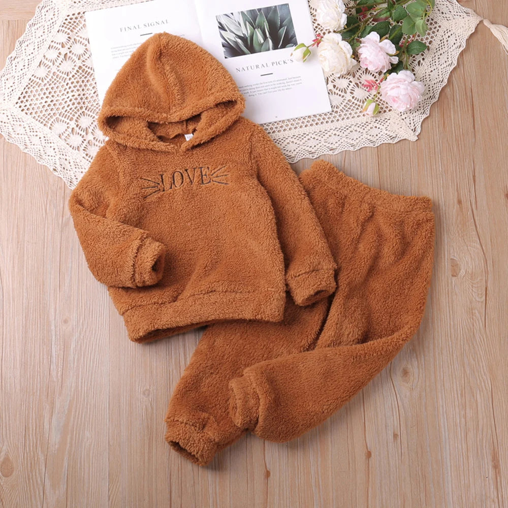 Humor Bear Boys and Girls' Autumn and Winter New Cat Embroidered Fur Cute Home Fur Set Vestidos Casual Outfit 2-6Y