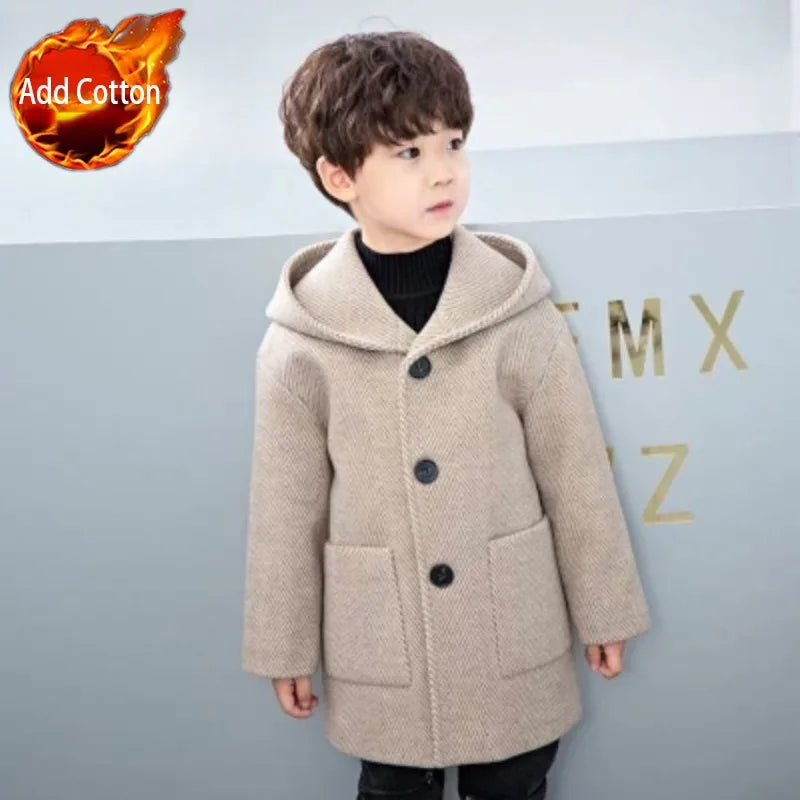 Boys' Thickened Wool Coat Winter
