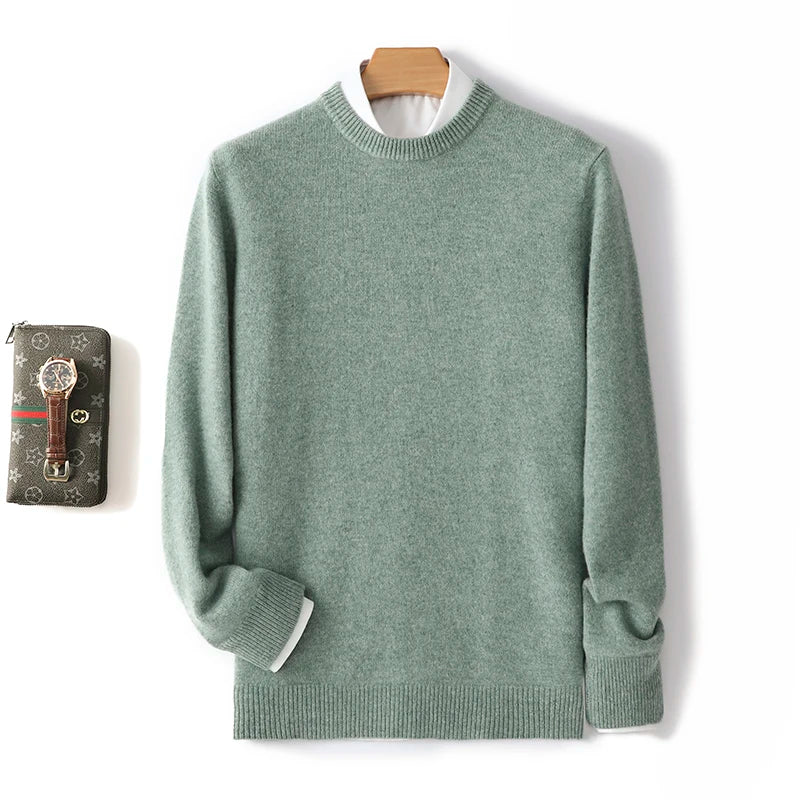 Men's Pure Wool Cashmere Blend Crewneck Sweater
