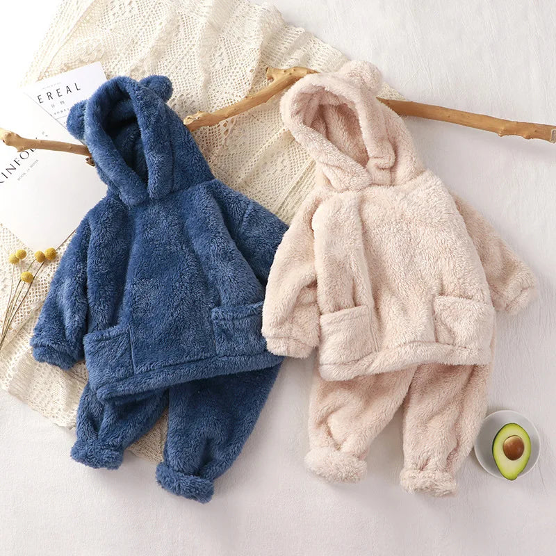 Children's Autumn Fleece Bear Ear Hooded
