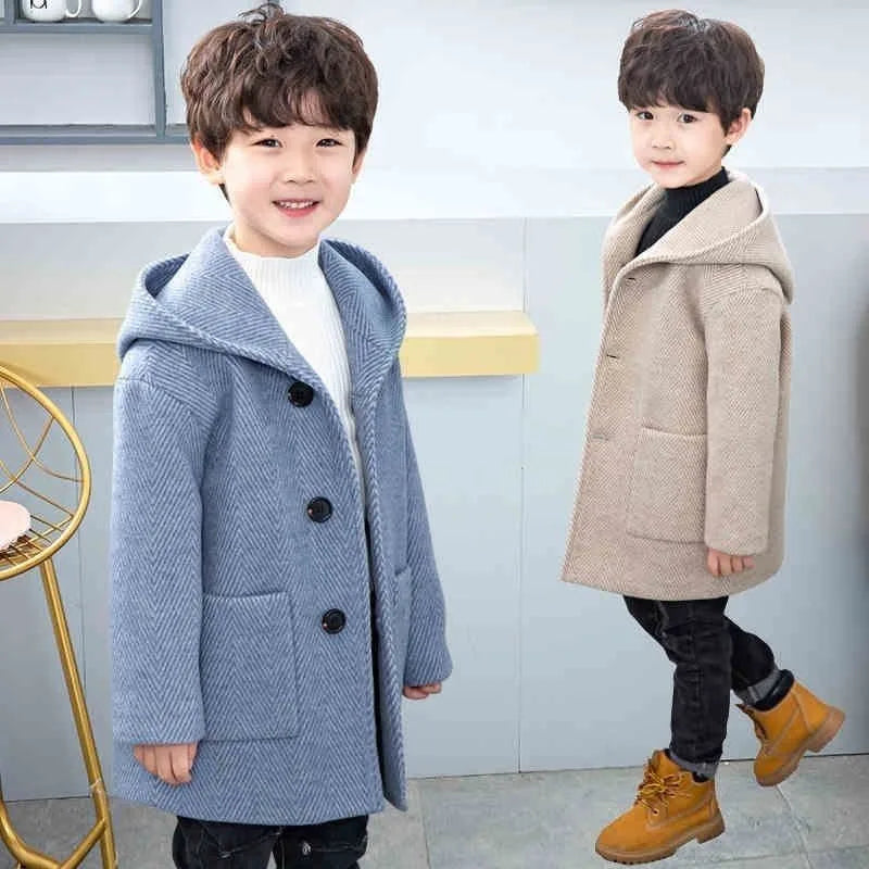 Boys' Thickened Wool Coat Winter