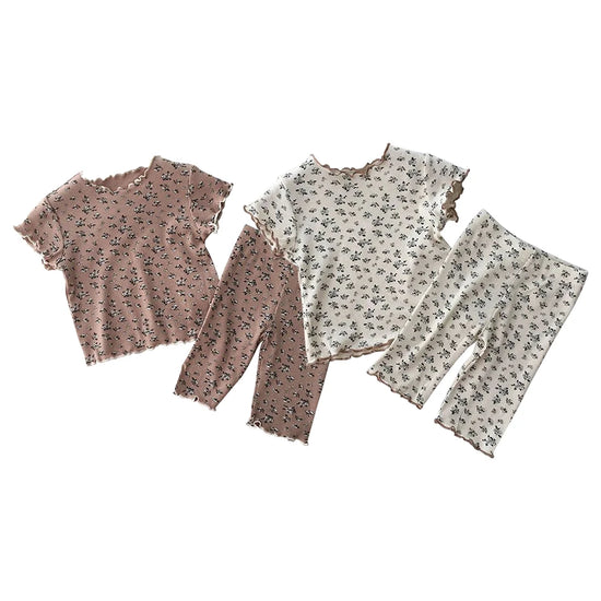 2 Pcs Summer Women Korean Floral Pajama