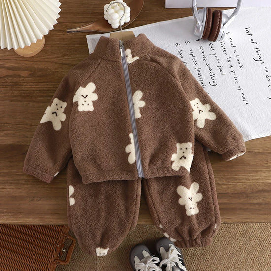 Baby Girl plush thickened two-piece set