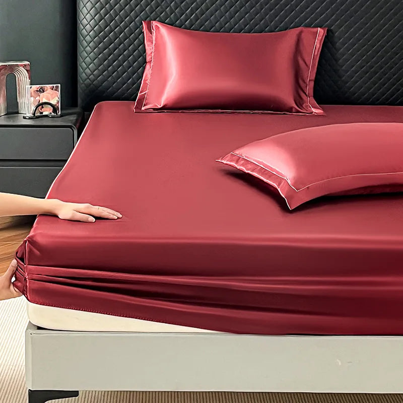 3 Piece Luxury Satin Fitted Sheet