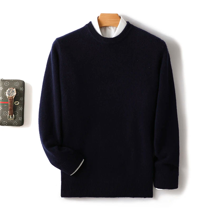 Men's Pure Wool Cashmere Blend Crewneck Sweater
