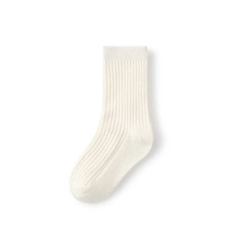 Solid Color Children's Casual Socks Ribbed Boys Girls