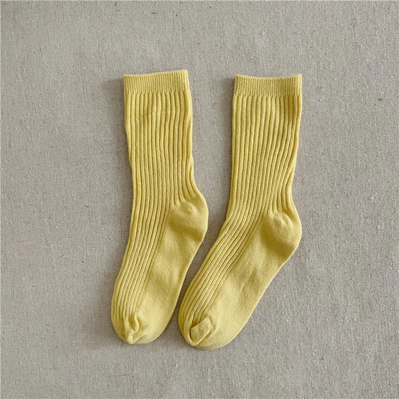 Solid Color Children's Casual Socks Ribbed Boys Girls