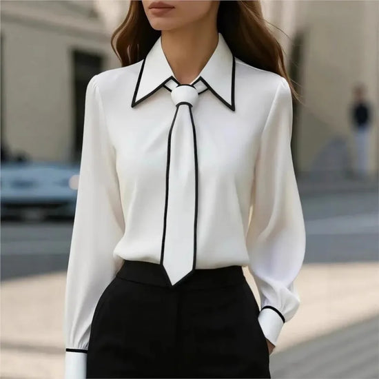 Blouse Long-sleeve Contrasting