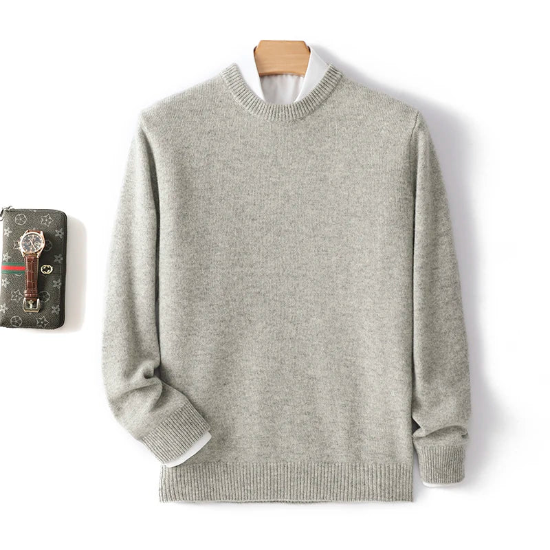 Men's Pure Wool Cashmere Blend Crewneck Sweater