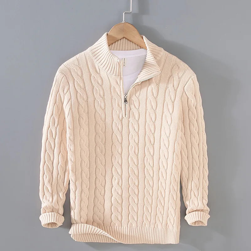 Half Collar Knit Zip Up